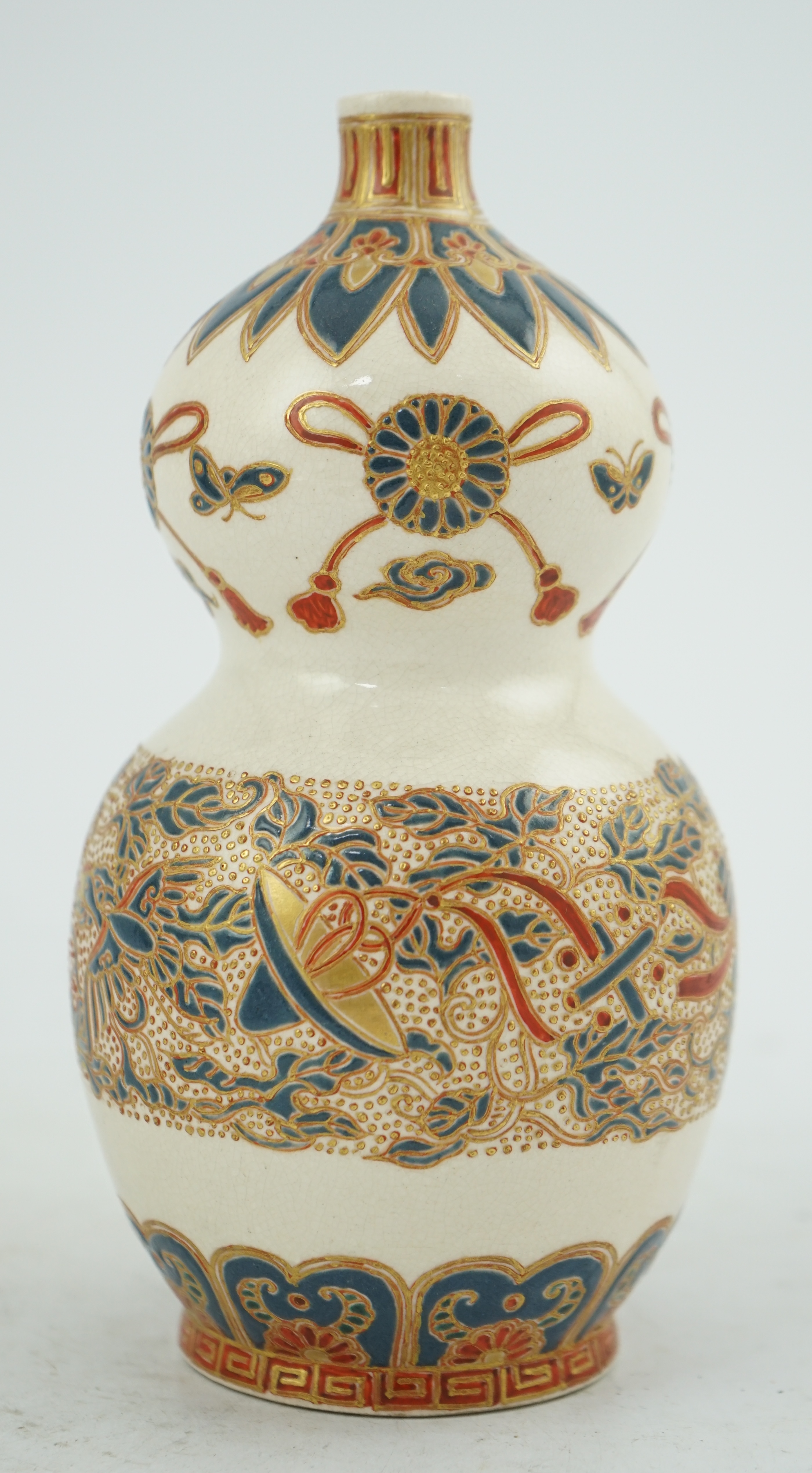 A Japanese Satsuma double gourd-shaped vase, 19th century